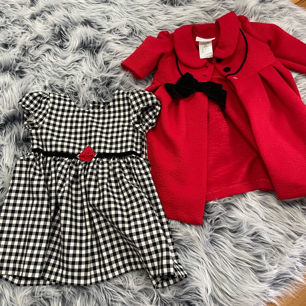 Red, white and black dress